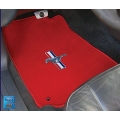 1964-73 EMBROIDERED FLOOR MATS COUPE/2+2 RED W/ TRI BAR LOGO